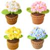 Magicherry 4 fiori all'uncinetto, piante in vaso, lavorati a mano, non ti scordar di me, fiori artificiali di lana per auto, cruscotto, casa, ufficio, tavolo, mensola, decorazione, colore #E