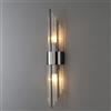 LOGT Lampada da Parete Moderna Cristallo Oro 2 Fiamme Applique da Interno Luce LED da comodino E12 Lampadina K9 Cristallo Acciaio Inox Applique da Parete 3 Modalità di Colore Lampada da Lettura,Nero