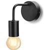 Aigostar Lampada da Parete Retro Industriale per Interni | Attacco E27 Senza Lampadina | Applique da Parete Max 40W | Adatta per Camera da Letto, Soggiorno, Corridoio (Nero)