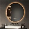EMKE Specchio Bagno con Luce Rotondo 70 cm, Antiappannamento, Interruttore Tattile, Specchio Bagno,Luce Bianco caldo/Bianco freddo/Neutro,Memoria,Specchio con Led