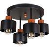 alfalux Lampada A Sospensione LED 4 Luci Lampada Da Soffitto Industriale In Metallo Compatibile Con E27 Per Soggiorno Camera Da Letto Cucina 4OST3030MO Nero Ottone
