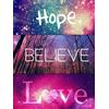 OWN4B - Kit per punto croce con motivo stampato OWN4B Hope Believe Love, 11 ct, 36 x 46 cm, kit per ricamo fai da te (citazioni)
