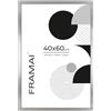 FRAMAI® Cornice portafoto 40 x 60 cm, argento, in MDF ecologico, con plexiglas infrangibile, gancio di sospensione e supporto