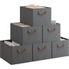 WOLTU Set di 6 Scatole Portaoggetti Pieghevoli, Contenitori in Tessuto con Manici, per Vestiti e Giocattoli, Grigio, 42x32x26cm