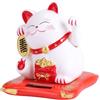 Jadeshay Gatto Cinese Portafortuna Maneki Neko Lucky Cat Gatto di Benvenuto ad Energia Solare Oggetti per la Casa Home Display Car Decor, Bianco