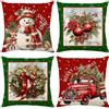 ZJILIXIA 4 Pezzi Federe Cuscini Natalizi 40x40cm,Cuscini Natalizi per Divano,Nuscino Natalizie Decorazioni,Federa per Cuscino in Lino,Copricuscino Natalizio Federe Di Natale per Cuscino Letto Divano (Rosso-1)