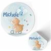 FERDINANDO FAMA' FAMÀ - Etichette Adesive Personalizzate Compleanno Bimbi Orsetto Ø 38 mm - Sticker Personalizzati con Nome e Data 175pz