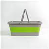 Meridiana - Secchio Pieghevole rettangolare 15 Litri in Silicone - Secchiello Richiudibile 15l per Pulizie Bucato Campeggio Pesca - Secchio Portatile Acqua -GRIGIO VERDE (compatibile con SPACE MOP)