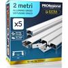 Eurocali 5x Profili da 2 metri (10mt) in Alluminio grigio per Strisce LED Copertura Opaca - larghezza max striscia led 12.4mm - 17.4 x 7