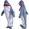 HULG Shark Blanket,Coperta di Squalo Adulto,Coperta di Squalo Indossabile,Sacco A Pelo di Squalo con Cappuccio in Velluto di Cristallo Morbido E Confortevole (Gray Blue,XL)