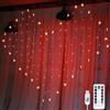 EONANT Luce per tende a forma di cuore, alimentata tramite USB, 128 LED con 34 luci a forma di cuore in 8 modalità, adatta per Natale, matrimonio, festa, decorazione camera da letto (rosso)