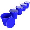 FixedByU 5 secchi con coperchio, 30L, prodotti in Germania, per alimenti, stabili, ermetici, blu