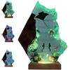 Generic Lampada LED in Resina epossidica Multicolore, Luce Notturna Marina con Manta e Sub, Decorazione Artigianale per Comodino o scrivania, Base in Legno, Regalo Creativo Rilassante,12×8 in,Green