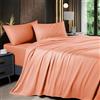 Shilucheng Set di biancheria da letto in bambù traspirante, per letto matrimoniale, 1800 fili, super setoso, con tasca profonda 40,5 cm, lavabile in lavatrice, 4 pezzi (Queen, Coral)