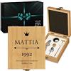 Maverton Set Cavatappi da Vino, Kit da Sommelier Degustazione Perfetta | Personalizzato, Scatola in Legno di bambù + 4 Pezzi di Accessori Vino, Regalo Uomo, regalo di Natale, Auguri