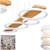 hofstein Lampada a sospensione Rodekro LED, moderna in metallo/legno/plastica naturale/bianco, altezza massima 150 cm, dimmerabile, 5100 lumen, 3000 Kelvin