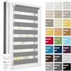 Estika Tenda a rullo giorno e notte su misura senza forare - larghezza 130-150 cm, altezza 120, 150 o 220 cm - 27 colori, profilo in 3 colori - per interni, tessuto a doppio strato