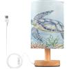 Sevdomey Lampada da comodino a forma di tartaruga marina con porta USB, non necessita di lampadina, luce LED calda per camera da letto, soggiorno, ufficio, lampada da comodino per lettura, studio,