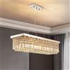Kronleuchter Plafoniera a lampadario Rettangolare, Lampada a Sospensione con Cristallo per Isola Cucina, apparecchi di Illuminazione Moderni rettangolari per Sala da Pranzo Soggiorno Camera da Letto (8xE