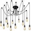 EFPD Lampadario classico Spider a 12 luci, nero, design del proprio lampadario a soffitto, con cavo da 200 cm
