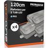 Eurocali 4 Plafoniere 120 cm per 2 Tubi LED (Non Inclusi) Impermeabile IP65 in ABS/PC con Copertura Trasparente e Colore Grigio - Sostituzione Neon