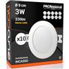 Eurocali Faretti LED da incasso 3W rotondi cornice bianca Luce Bianco Caldo Downlight Ø 90.5x28mm con Incasso Ø 65 mm - Pacco da 10