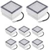 ledscom.de 8x LED pavimentazione pietra terra luce da incasso CUS per esterni, IP67, angolare, 10 x 10cm, bianco caldo
