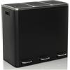 HJH Office OFFICE Pattumiera 3 x 18 l CLEAN IX in metallo, sistema di raccolta differenziata, chiusura morbida, pedalata, 3 scomparti, colore nero