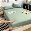 Stfery Lenzuola 3 Federe 220x180 Completo Lenzuola Super King Size 3 Pezzi in Cotone Lavato, Tinta Unita, Verde Matcha