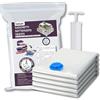 MAQA 5 Sacchetti Sottovuoto Vestiti + Pompa a Vuoto, MISURA: 50x70cm - OTTIMI PER CAMBIO STAGIONE, Buste Sottovuoto Riutilizzabili per Coperte, Piumoni, Cuscini, Lenzuola, Vestiti