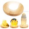 ballity Base per esposizione di luci a LED in legno, 15 cm, base rotonda USB con 3 modalità di illuminazione, base in cristallo, base in legno, base rotonda per cristallo, vetro, resina, gioielli artistici in