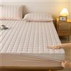 LJQAIZYL Coprimaterasso con Cerniera Matrimoniale 160x190/200 Personalizzabile Fodera Materasso Singolo Trapuntata/Imbottito Lenzuolo Copri Proteggi Materasso Topper Lavabile Rivestimento(90x190+25cm,Beige)