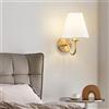 Mengjay Vintage Applique da Parete Muro con Paralume in Tessuto,Lampade da Parete Interno in Metallo,Retro Lampada da Muro E27 Illuminazione Interni (White)