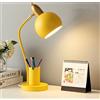 EONYUANGUO Lampada da scrivania a LED, Lampada da comodino per lampada da comodino per protezione occhi con portapenne Lampada da lettura e apprendimento per studenti (Giallo)