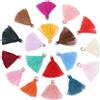 Duories 100 mini ciondoli a nappa, 3 cm, in cotone, con frange, nappa per orecchini, gioielli, borse, segnalibri, accessori fai da te, colorati