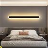 MHXZKHL Moderno Striscia Lunga LED Lampada Da Parete Stile Nordico Lineare Applique Da Parete Alluminio Interno Applique Da Parete Per Comodino Corridoio Scale(Size:120CM, 50W,Color:Nero, bianco caldo)