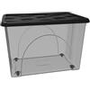 COSE DA CASA Scatola Contenitore con Coperchio e 4 Ruote Grande Box Portaoggetti 80LT STORAGE Salvaspazio Sovrapponibile 60x40x45 Organizer Multiuso organizzazione Casa Bagno Ufficio (NERO)