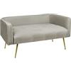 IlGruppone Divano Due Posti in Velluto Gambe in Acciaio Color Oro Divanetto 2 Persone 126x49x57 Cm Design Moderno Soggiorno Panca Pie di Letto - Tortora