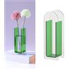 BestAlice INIFLM Vaso Trasparente per Fiori Vaso Minimalista Colorato Decorativo, Vaso Moderno in Acrilico Trasparente, Vasi in Vetro Acrilico Trasparente per Centrotavola, Vaso Unico(Verde cedro semi colorato)