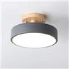 Chao Zan Plafoniera Verde Macaron, Moderna plafoniera a LED da 13W, plafoniere a Montaggio Superficiale Nordico Lampada da Soffitto in Legno, Bagno Rotonde in Metallo con Paralume Soggiorno (grigio（13W）)