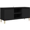 vidaXL Comodino con Gambe in Legno Massello Nero 103,5x30x50 cm