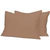 Home Tresor - Coppia Federe per Guanciali Letto con 3 Bottoni Clic Clac, Misura cm. 52x82, Made in Italy, 100% Puro Cotone, 57 fili cm^2, Tinta Unita NOCCIOLA