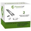 Pianeta Led 2x Profili in Alluminio Grigio da 2 mt (4 mt) TL1205 per Strisce a Led con Cover Trasparente tappi e ganci di montaggio inclusi