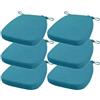 FIOVIP Cuscino per sedia con cinghie rimovibili, lavabile, doppio antiscivolo, alta elasticità(40X38X33CM(3CM),Azzurro,6 pezzi)
