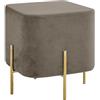 IlGruppone Pouf Poggiapiedi in Velluto con Gambe Dorate Elegante Imbottito Sgabello per Toeletta Mobile Trucco Ottomano Ingresso Tavolino Camera da Letto Soggiorno Salotto Quadrato - Tortora