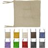 Home Tresor - Cuscino Sedia con Lacci | Cuscino Imbottito Sedie da Cucina, Giardino, Morbida Seduta Sp. 6 cm | Coprisedia Quadrato Made in Italy (Beige, 2)