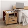 sogesfurniture Comodino in legno Comodino Tavolino laterale, Supporto mobile per laptop Mobiletto di stoccaggio per comodino con 2 cassetti per camera da letto, 50x40x46cm, Rovere BHEU-CT1-OK