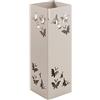 Baroni Home Portaombrelli Quadrato in Metallo con Intagli a Forma di Farfalle 15,5x15,5x49 cm con Gancino e Vaschetta Scolapioggia Rimovibile, Grigio Tortora