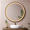 EMKE Specchio bagno con luce Rotondo 80 cm, Cornice Nera, Cinghia Rimovibile, Specchio bagno 3 Temperature di Colore, Luminosità Regolabile, Funzione Memoria,Interruttore Touch, Specchio led