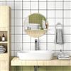 kleankin Specchio Bagno Rotondo in Truciolato e Vetro con Ripiano Portaoggetti e 2 Ganci Posteriori di Fissaggio, Ø45x10 cm, color Legno